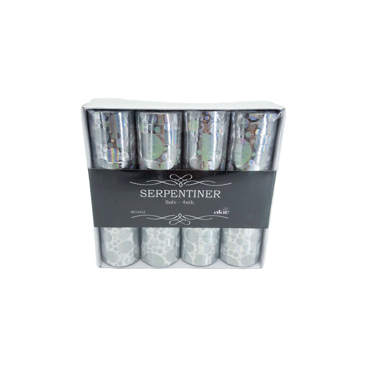 Serpentiner - sølv  - æske med 4 ruller